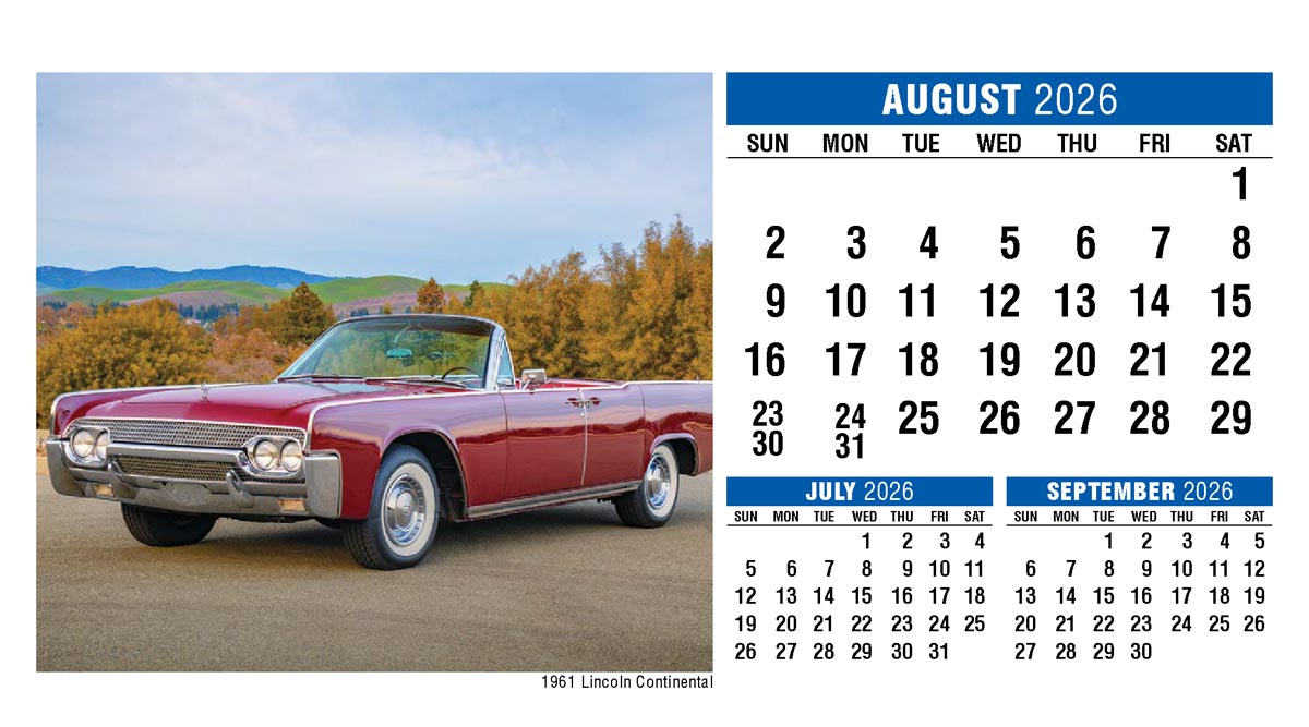 Galleria Classic Cars Promotional Desk Calendar- 2026